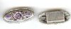 1 20x9mm Purple Floral Antique Silver Oval Slider